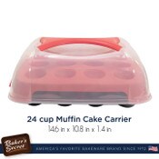 Wholesale - Baker's Secret Essential Line 24 cup muffin cake carrier, pan-37x27.5x3.5cm, lid-13cmH C/P 4, UPC: 6935780111957